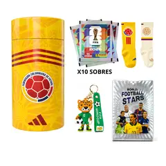 OEM - Caja Mundialista 10 sobres panini mundial 2026 + + 2 pares de medias + llavero + cartas de coleccion