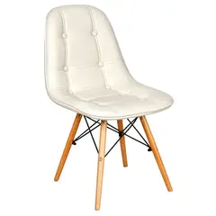 GENERICO - Silla Comedor Moderna Acolchada Blanca Diseño Elegante Patas Madera Oficina Hogar Confort