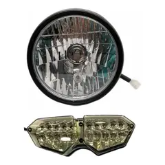 GENERICO - Farola Moto Akt Nkd 125 Luz Delantera + Stop Led Trasero