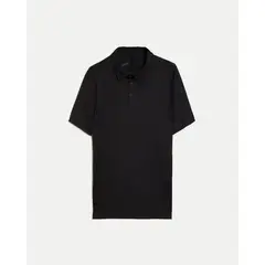 ATMOS - Polo Manga Corta Con Botones Para Hombre Negro
