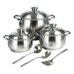SWISSHOME - Batería Cocina Juego Ollas Acero Quirúrgico 369l 9 Piezas