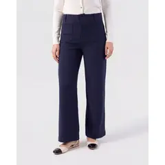 PATPRIMO - Pantalón Recto Con Bolsillos Parche Mujer Para Mujer Azul