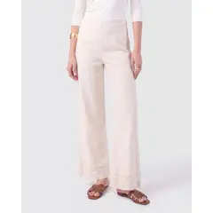 PATPRIMO - Pantalón De Bota Ancha Con Encaje Para Mujer Para Mujer Crema