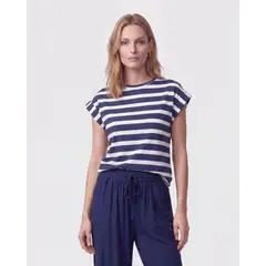 PATPRIMO - Camiseta Manga Rodada Para Mujer Para Mujer Azul