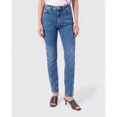 PATPRIMO - Jean Straight De Tiro Medio Para Mujer Para Mujer Azul