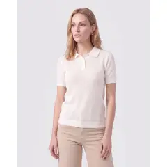 PATPRIMO - Polo Manga Corta Cuello Tejido Para Mujer Para Mujer Blanco