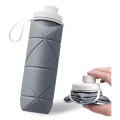 CLEAR - Botella Agua Termica Silicona Plegable Portatil 600ml Libre BPA