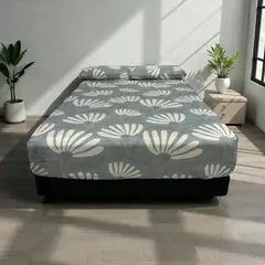 REALTEX - Juego de Sábanas Casa Real Tex Flor Blanca. (Sencillo, Semidoble, Doble, Queen y King)