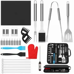 ONE PIXEL - Set Utensilios Para Parrilla BBQ X31 Piezas Ergonomico Duraderos