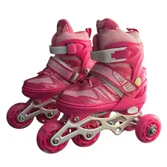 GENERICO - Patines Lineales Niña Ajustables Rosa Kit Protección Infantil