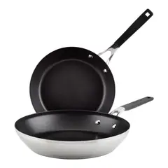 KITCHENAID - Set sartenes 24cm y 30cm. Acero inoxidable, placa de inducción, KitchenAid.
