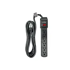 UNITEC - Multitoma Regleta 6 Salidas Cable De 3 Metros Negra