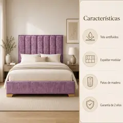 GENERICO - CABECERO PARA CAMA DOBLE MONACO LILA
