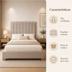 GENERICO - CABECERO PARA CAMA DOBLE MONACO MARFIL