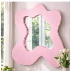 TIZZY DISEÑO - Espejo Decorativo de Pared Forma Orgánica Rosado