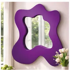 TIZZY DISEÑO - Espejo Decorativo de Pared Forma Orgánica Morado