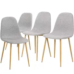 GENERICO - Set X4 Silla Comedor Nórdica Tapizada Gris Acero Reforzado 86x43x54 cm Soporta 150 kg