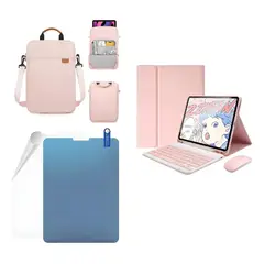 GENERICO - ESTUCHE TECLADO PARA XIAOMI REDMI PAD 8 / 8 PRO + MOUSE + BOLSO + PAPER LIKE PARA TABLET ROSA