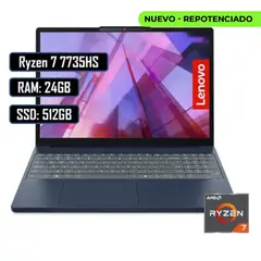 Lenovo - PORTATIL SLIM 3 15ARP10 AMD RYZEN 7 7735HS 24GB DDR5 512GB SSD 15,3" WUXGA COSMIC BLUE