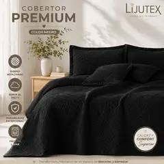 GENERICO - Cubrelecho Colcha Doble NegraGris Sensación Algodón Elegancia y Confort Premium