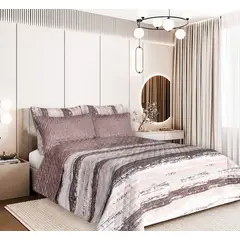 BALI - Colcha Doble Faz para Cama Doble 215×240 + Funda 50×75 Choco Polialgodón