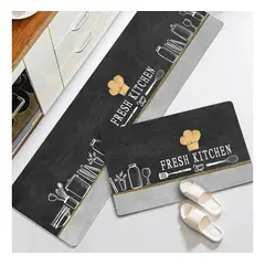 GENERICO - Tapetes Cocina Absorbentes Antideslizantes Set X 2 Lavable Gris