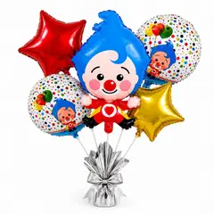 GENERICO - Bouquet X5 Globos Metalizados Payasito Plim Plim