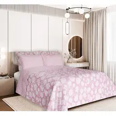 BALI - Colcha Doble Faz para Cama Semidoble 200×240 + Funda 50×75 Pink