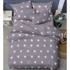 SIRENITAS - Juego de sabanas Cama Sencilla Semi Doble Queen King Gris Estrellas