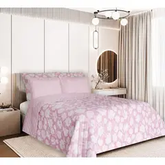 BALI - Colcha Doble Faz para Cama Sencilla 170×240 + Funda 50×75 Pink