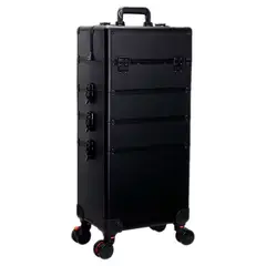 GENERICO - Neceser Maleta Grande Ruedas Maquillaje Tamaño 4 Capas 914 Negro Elegante