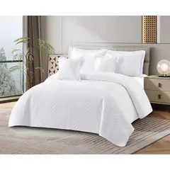 REALTEX - Colcha Real Tex Bordada Velvet Unicolor Blanco (Doble, King) – 8005