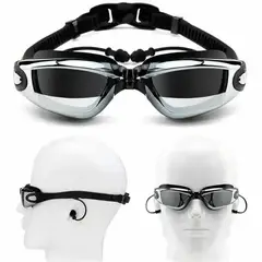 GENERICO - Gafas Piscina Natación Tipo Espejo Uv400 Tapa Oído + Estuche