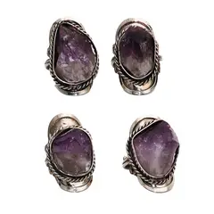 GENERICO - Anillo Cuarzo Amatista En Bruto Unisex Ajustable + Estuche