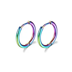 GENERICO - Aretes Candonga Lisa Acero Tornasol Unisex Tureloj