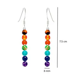 GENERICO - Aretes Mujer Cuarzo 7 Chakras Proteccion Energia + Estuche