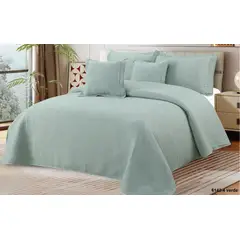REALTEX - Colcha Real Tex Jacquard Algodón 6142-4 Verde - Doble, King.