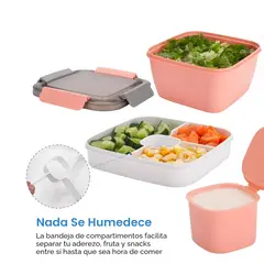 GENERICO - Lonchera Porta Ensalada Recipiente Hermético Con Divisiones