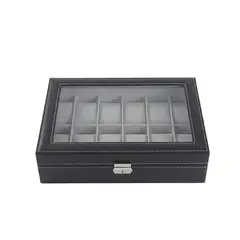 GENERICO - Caja Organizador De Relojes X12 Lujo Estuche Cuero Y Vidrio