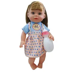 GENERICO - Muñeca toma tetero y Orina 12 sonidos Con accesorios Cabello Café