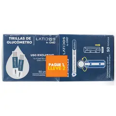 GMD - TIRILLAS DE GLUCOMETRO LATIDOS PAGUE 50 LLEVE 100 UNIDADES