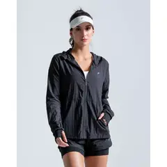 RACKETBALL - Chaqueta Brisa Rompeviento Ultra Liviana, Color Negro Para Mujer