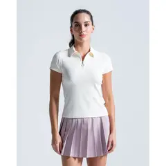 RACKETBALL - Polo Acanalada Con Cremallera, Color Marfil Para Mujer