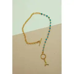 AMORINO JEWELRY - Collar Marina Azul en bronce con baño de oro de 24 kt de 5 micras