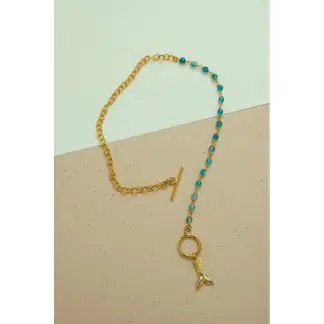 AMORINO JEWELRY - Collar Marina Azul en bronce con baño de oro de 24 kt de 5 micras