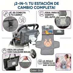 GENERICO - Cambiador de Pañales Portátil e Impermeable 2 en 1 para Bebé
