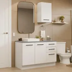 MADESA - Conjunto de Mueble para Baño Agata 1.20m 3 Puertas 3 Cajones