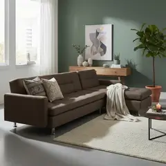 PULLMAN - Sofá Cama En L Sophie Con Brazos Tela Cafe