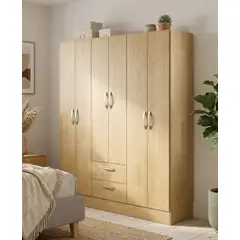 GENERICO - Closet Armario 6 Puertas 2 Cajones Color Rovere Organizador Moderno Multifuncional