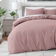 GENERICO - Set Duvet mas Plumon cama Doble Palo Rosa Liso Unicolor
